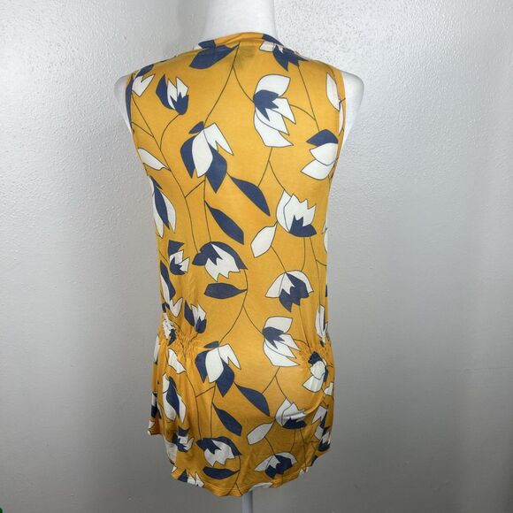 ModCloth Tank Top Women Small Yellow Blue Floral Print Soft Stretch Relaxed - Picture 3 of 13